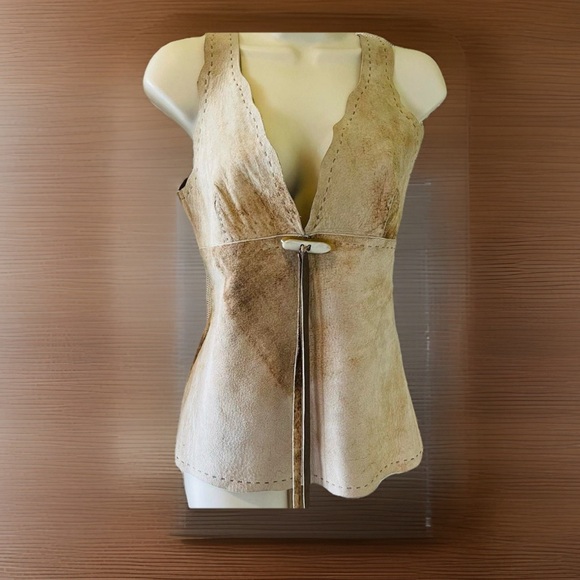 Dolce & Gabbana Tops - Dolce & Gabbana Tan Suede Leather Vest